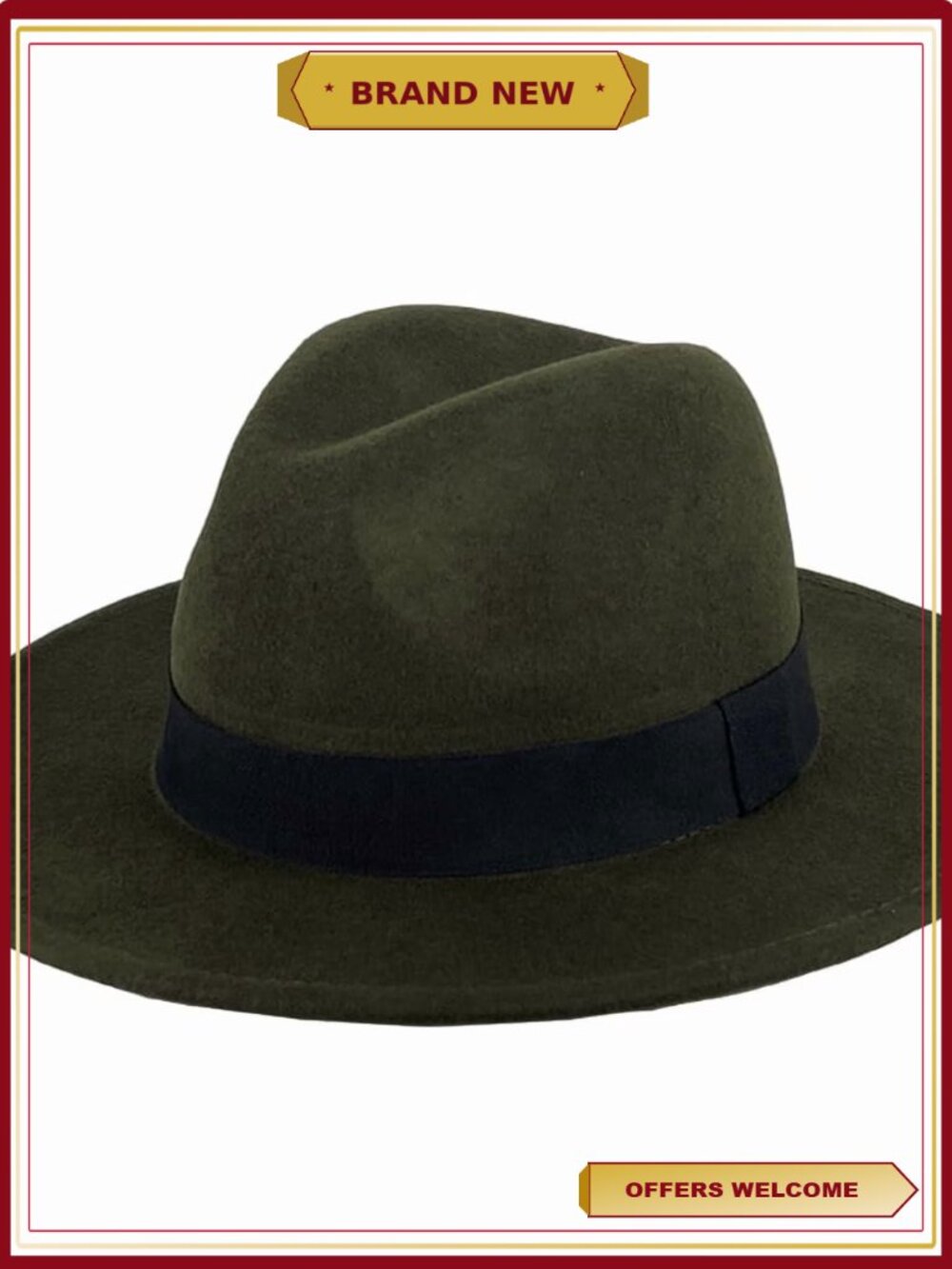 100% Wool Wide Brim Fedora Hat Adjustable Felt Panama Jazz Trilby